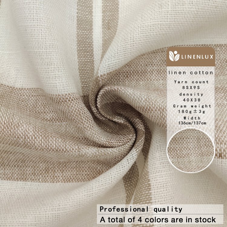 Premium custom 72% linen 28% cotton garment materials fabric soft cotton linen woven fabrics for clothing shirts blouse