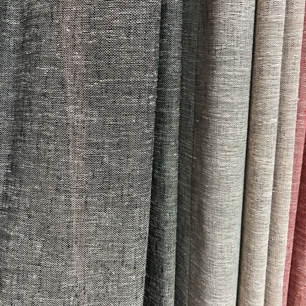 China Home Textile Fabric Manufacturer Solid Color Stripe Polyester Linen Sheer Pattern Upholstery and Curtain Fabrics