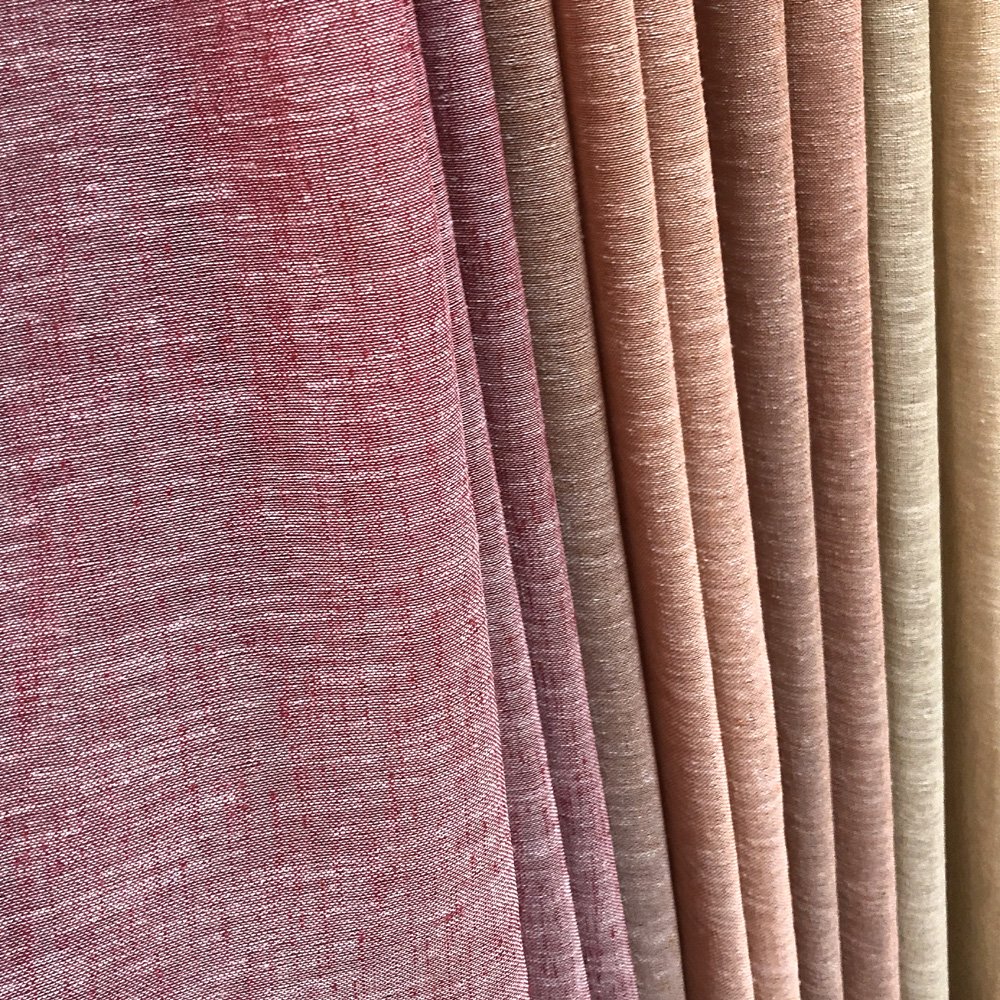 China Home Textile Fabric Manufacturer Solid Color Stripe Polyester Linen Sheer Pattern Upholstery and Curtain Fabrics