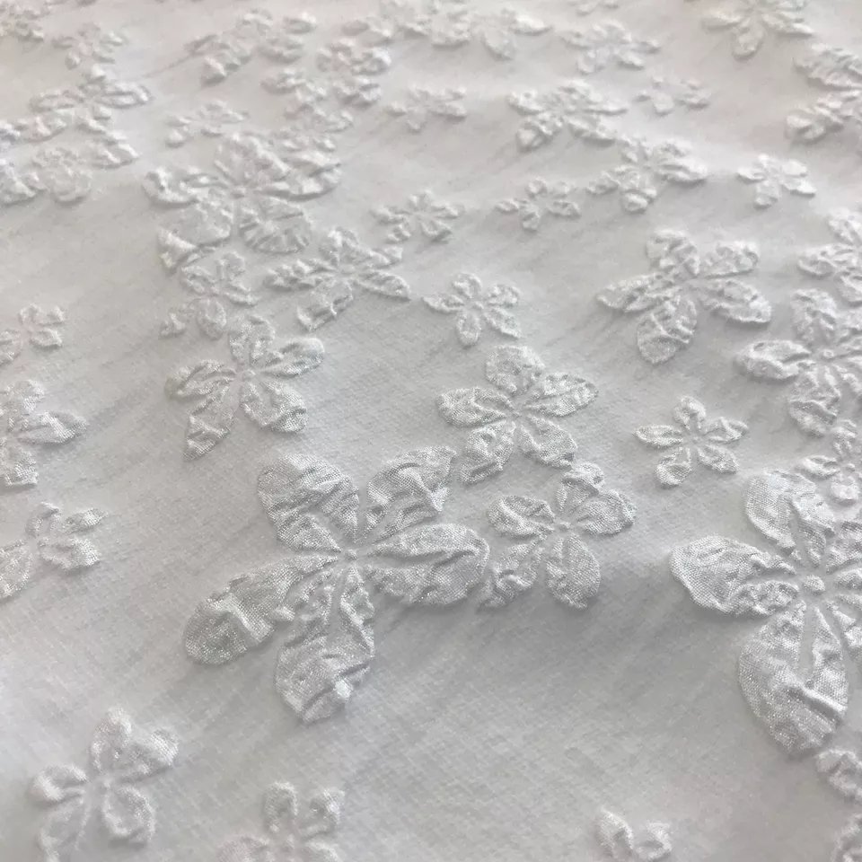 100% Polyester Custom Jacquard Fabrics Three Dimensional Floral Pattern Embossed Jacquard Dress Fabrics