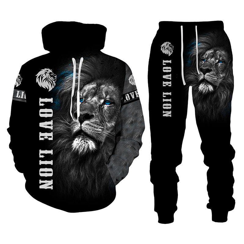 2024 New WL Custom Fashion Animal 3D Digital Printed Pullover Men's Sweatshirt and Hoodie Set Hot Selling 2024 New Velour Fabric