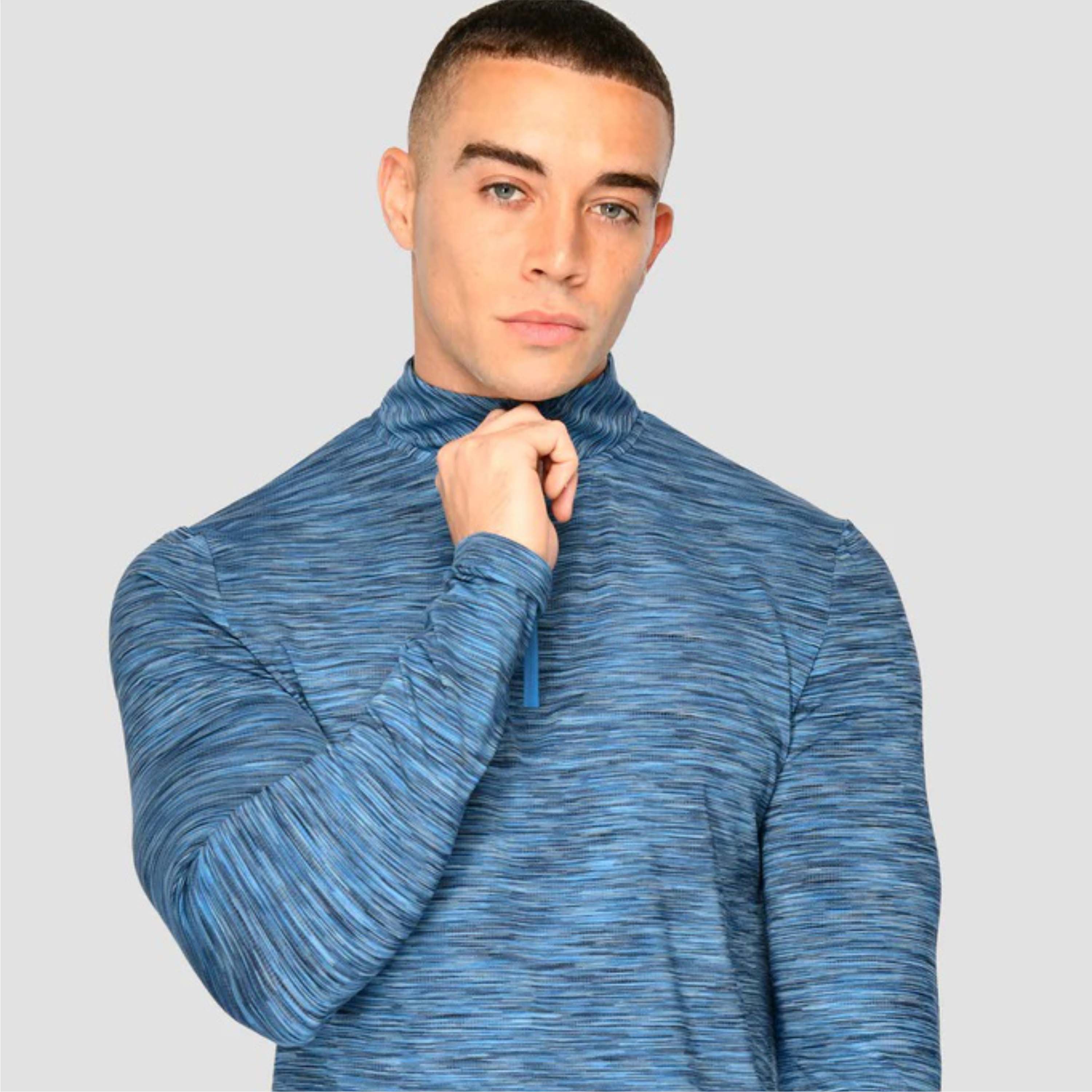 Men's Long Sleeve 1/4 Zip Pullover Performance Running Athletic Quarter Zip Top Made of Cotton/Bamboo Fiber