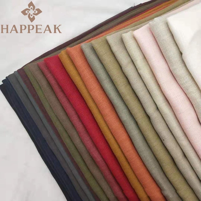 HAPPEAK Hot Sales 100% Linen Fabric Solid Colour Plain Woven 230gsm Pure Linen Fabrics For Clothing