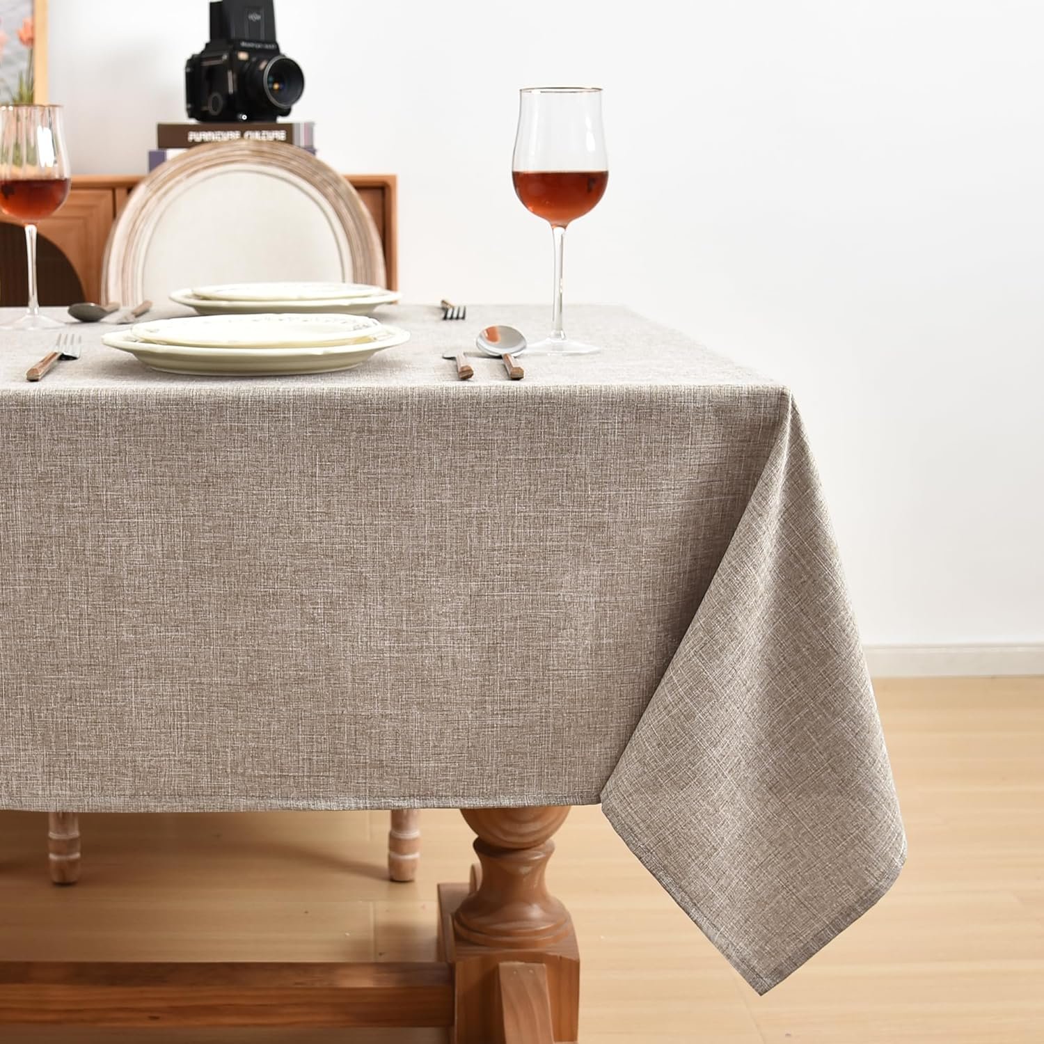 QDTEX Hot sale Faux Linen rectangular Tablecloths custom printed waterproof linen tablecloth linen tablecloths