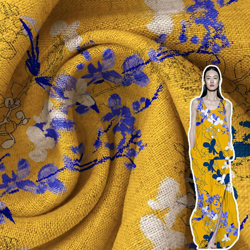 Tessuto di lino traspirante con digitale 100% floreale personalizzata