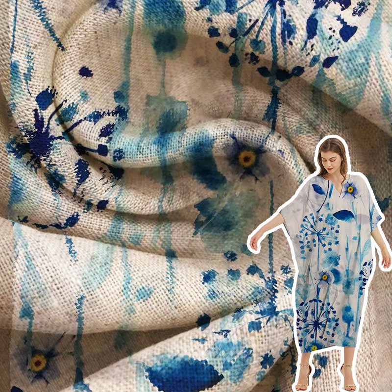 Tessuto di lino traspirante con digitale 100% floreale personalizzata