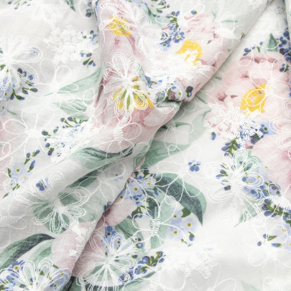 Wholesale Style 2.5cm Elegant Vintage Daisy Linen Printed Floral Cotton Eyelet Embroidery Lace Fabric For Dresses