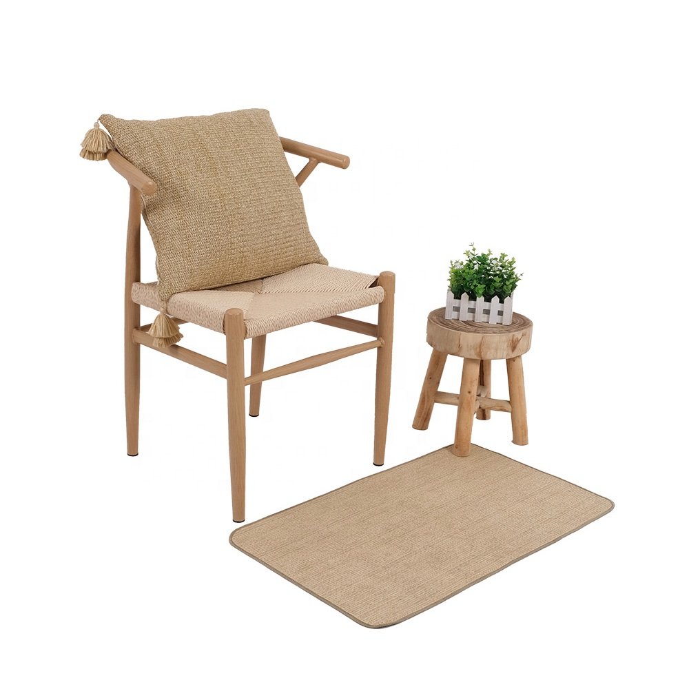 Factory Manufacture Simple linen Cushion Custom Modern Popularity Bench Faux Raffia fabric Braided cushion