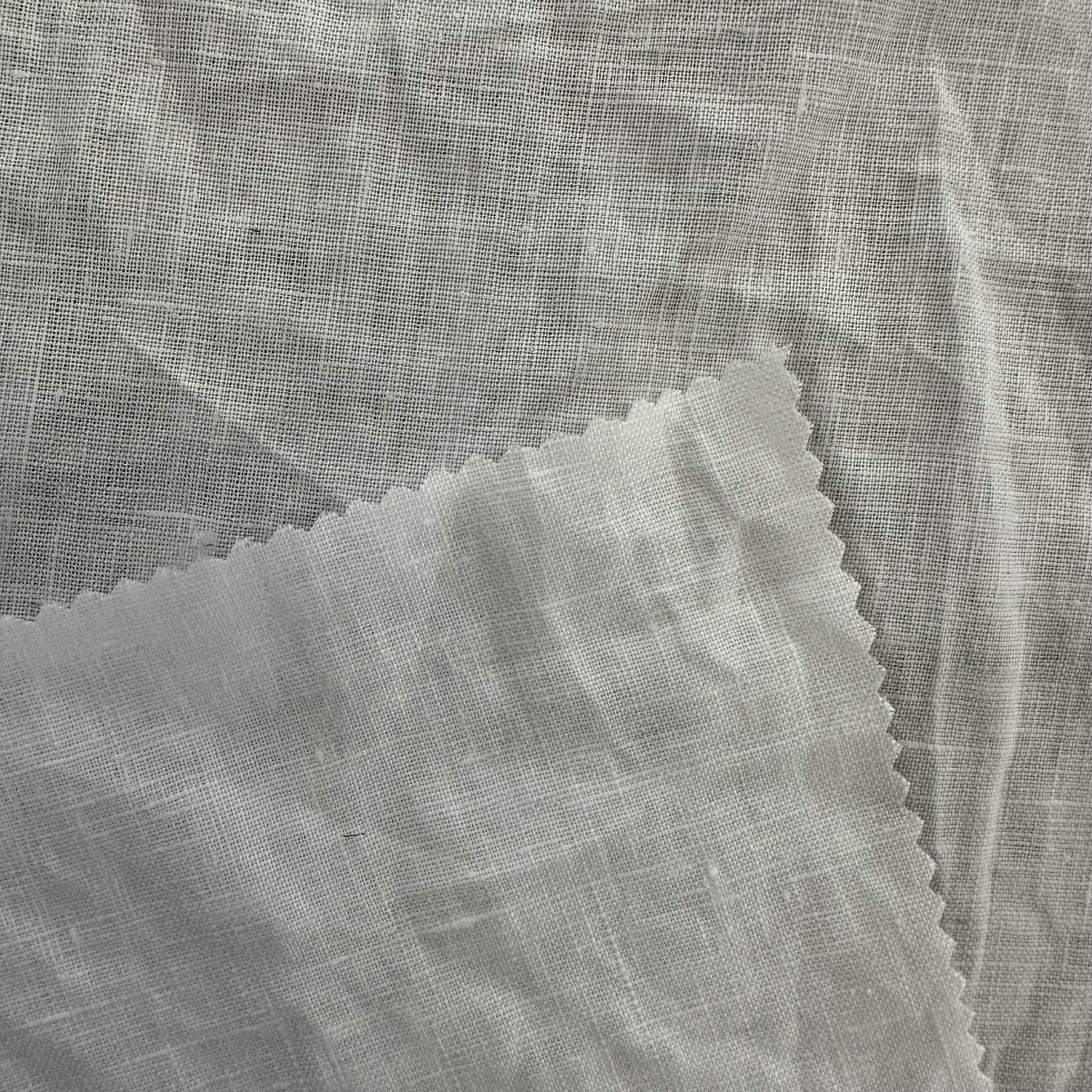 Factory directly sale least MOQ Natural Thin 100%Linen Plain Fabric For Clothing