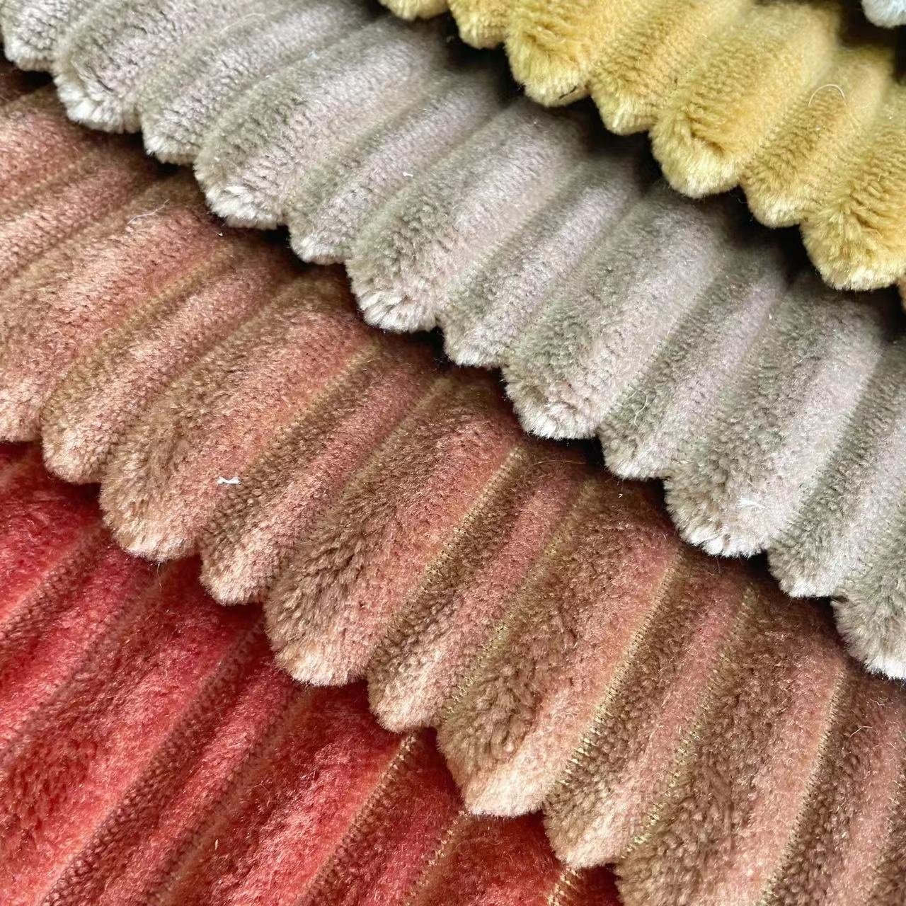New Collection Washable Stripe Velvet Upholstery Fabric Light Weight Furniture Protector Fabric