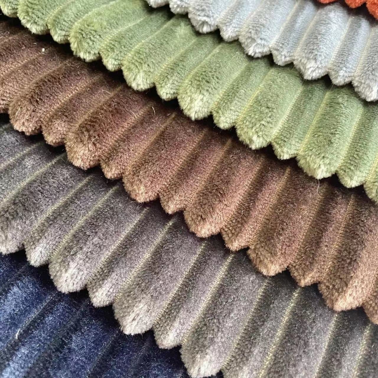New Collection Washable Stripe Velvet Upholstery Fabric Light Weight Furniture Protector Fabric