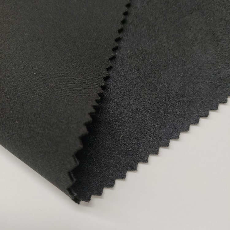 Free Sample Available Faux Leather Suede Fabric Black Scuba Suede Knitted Fabric