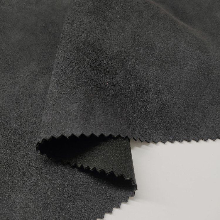 Free Sample Available Faux Leather Suede Fabric Black Scuba Suede Knitted Fabric