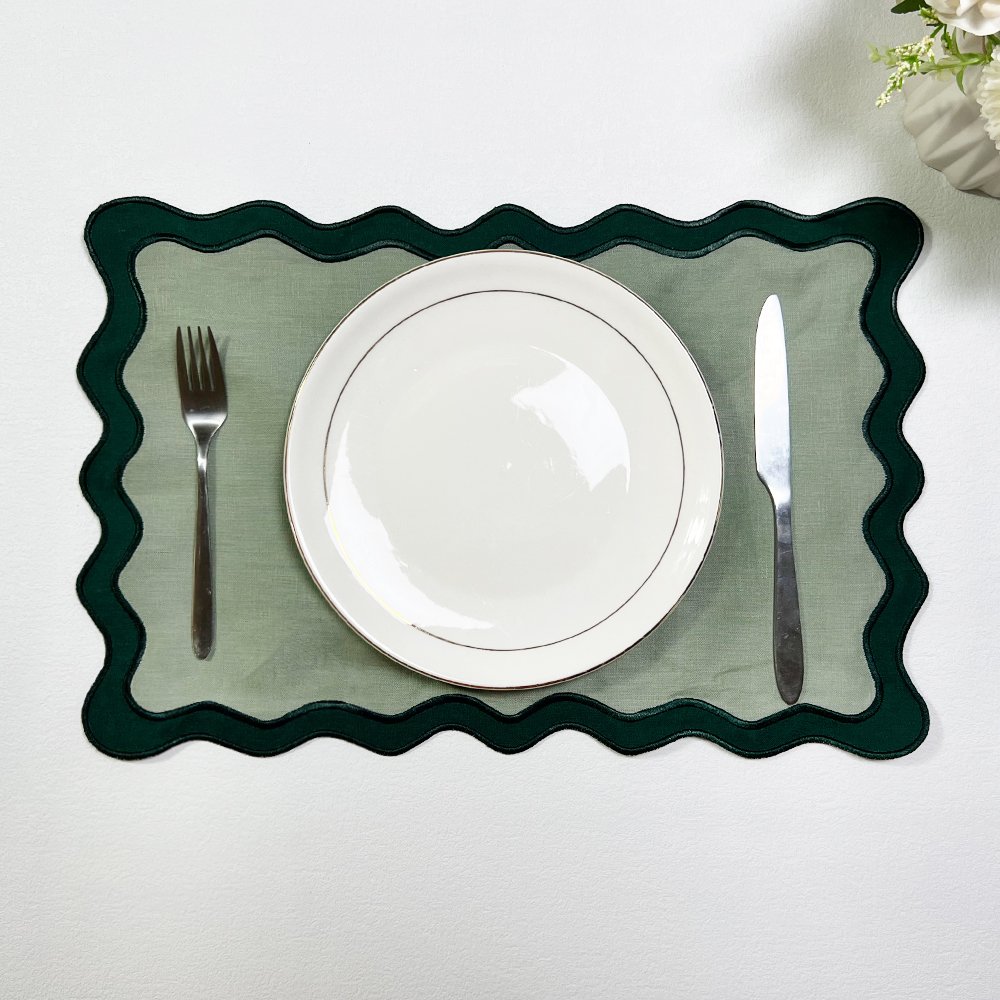 Hot Sale Double Embroidered edge with LOGO cloth Napkin pure Linen placemat organic Linen cotton cloth napkin for Wedding