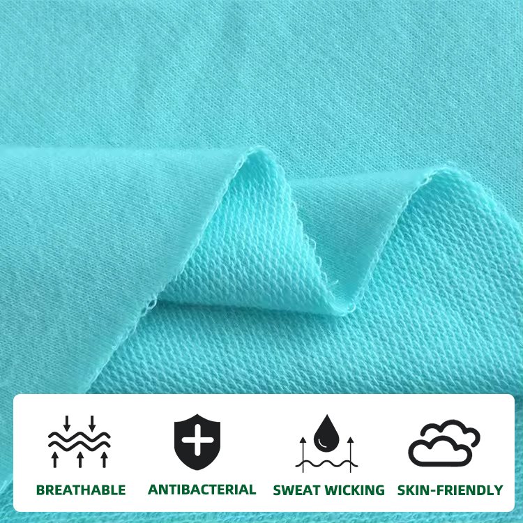 Custom cotton knitted bamboo fiber fabric wholesale bamboo shirt fabric spandex bamboo cotton french terry fabric for hoodie
