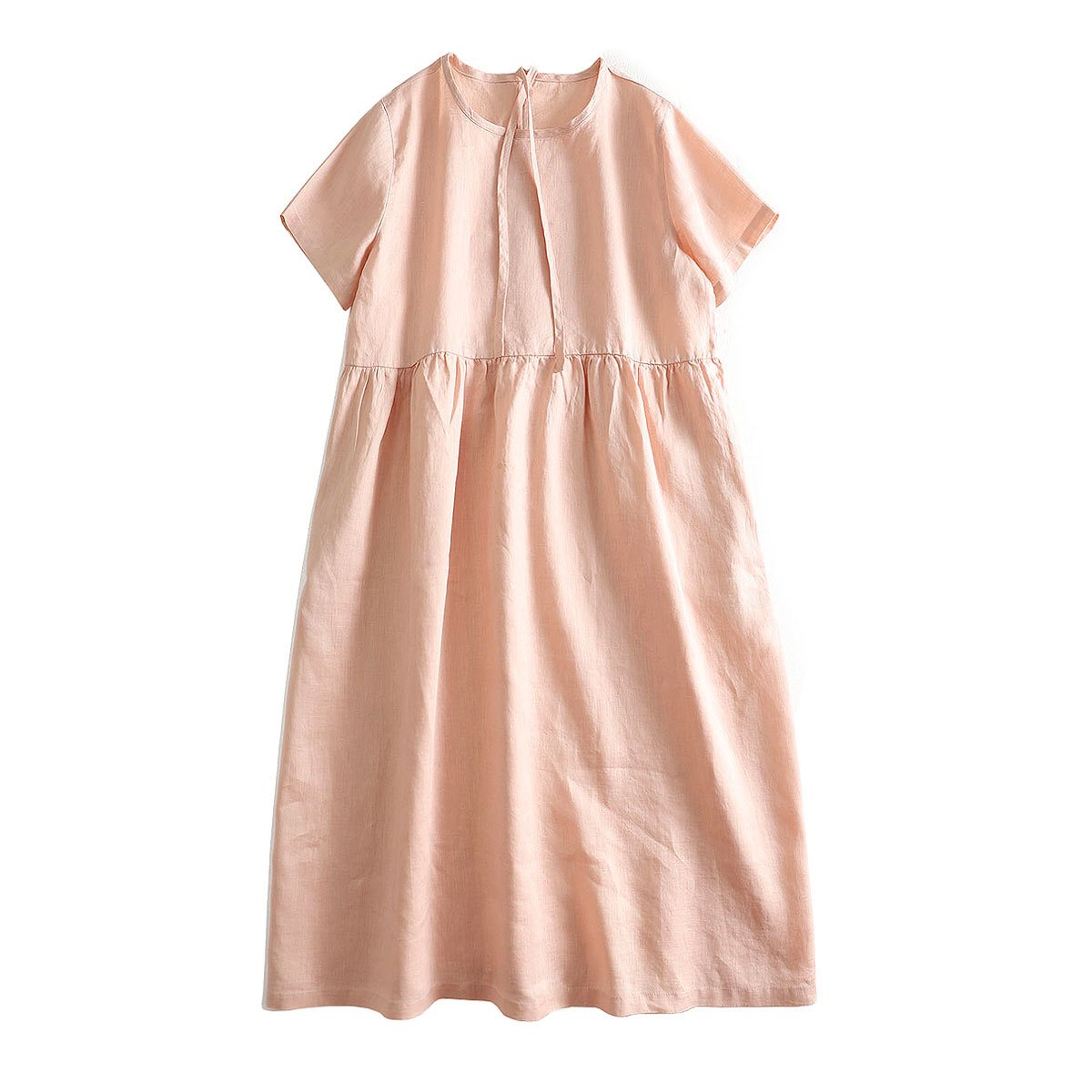 100% Linen Fabric women's Loose Casual Outfits 2023 trending elegant pure high quality Solid linen dresses With Pocket