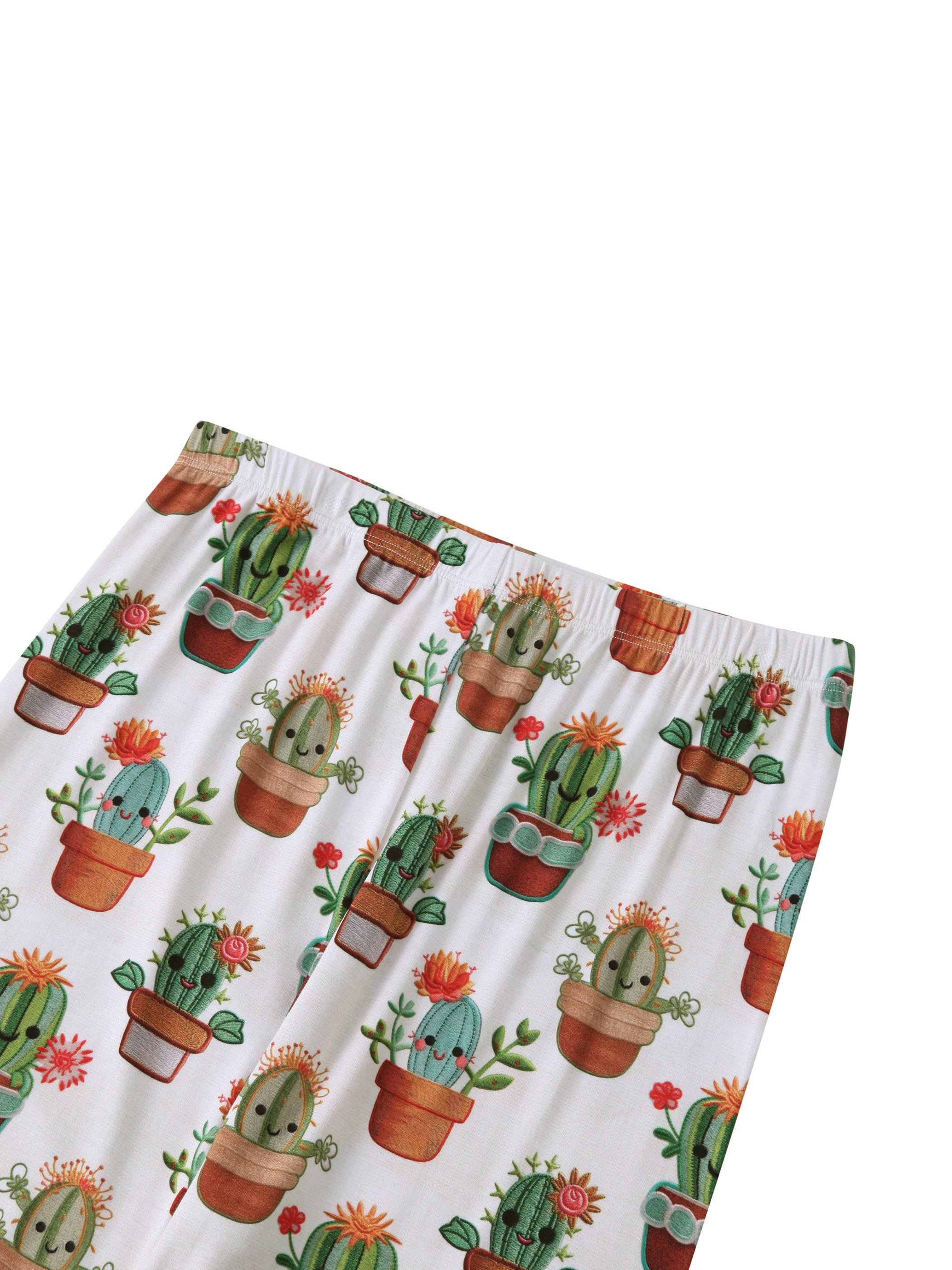 OEKO-TEX certified long sleeve pants customizable cactus print bamboo fiber fabric comfortable pajamas women's clothing