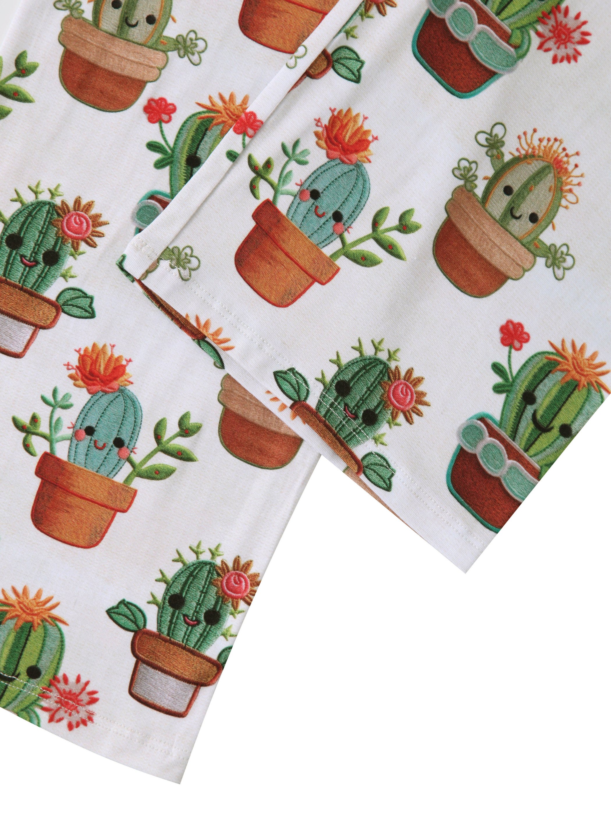 OEKO-TEX certified long sleeve pants customizable cactus print bamboo fiber fabric comfortable pajamas women's clothing