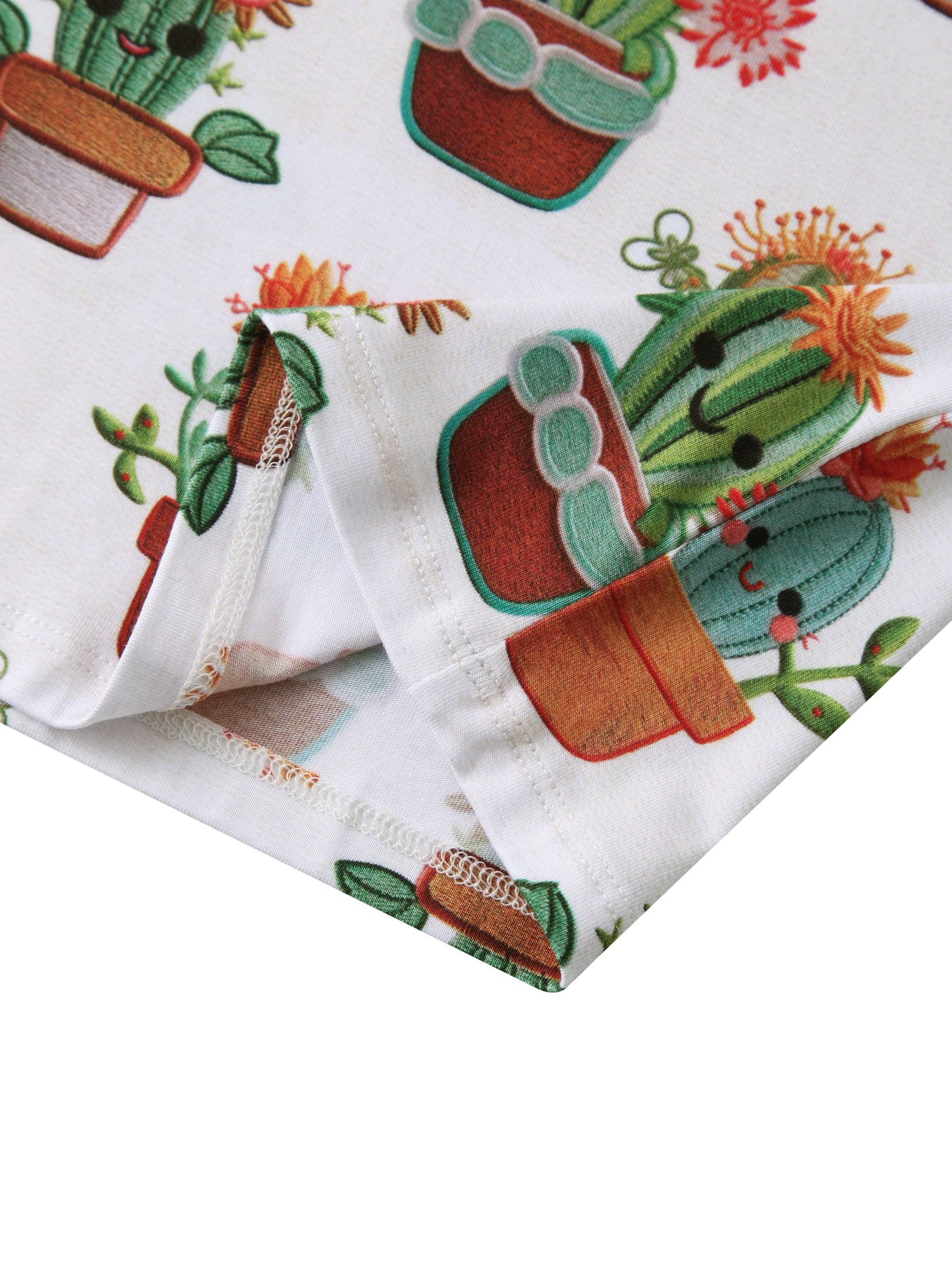 OEKO-TEX certified long sleeve pants customizable cactus print bamboo fiber fabric comfortable pajamas women's clothing