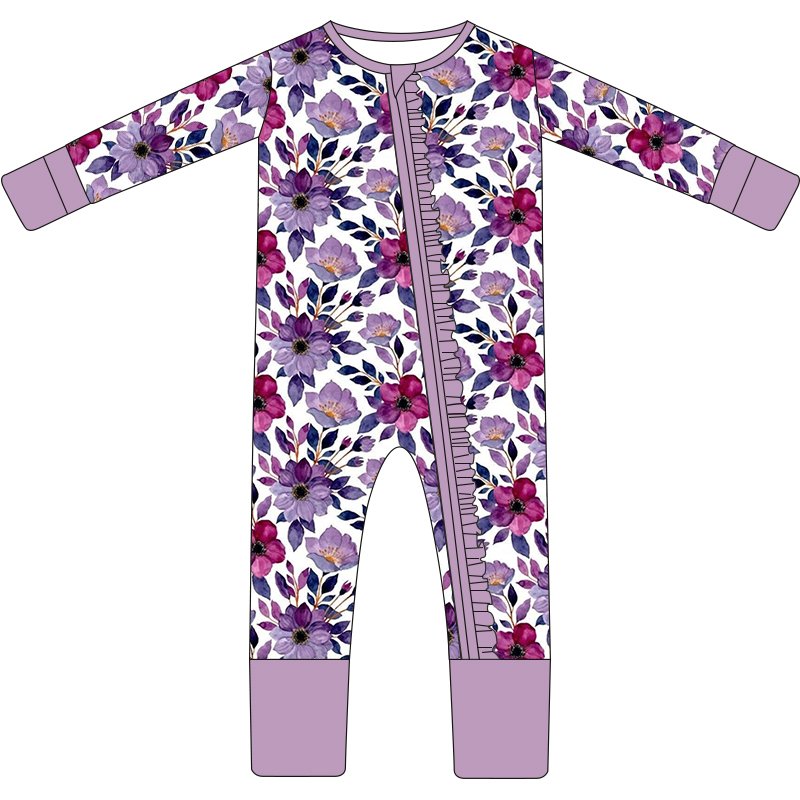 Custom Print Bamboo Fabric Newborn Baby Infant Zipper Clothes Onesie Rompers Bamboo Viscose Toddler Pajamas Sleeper Clothes