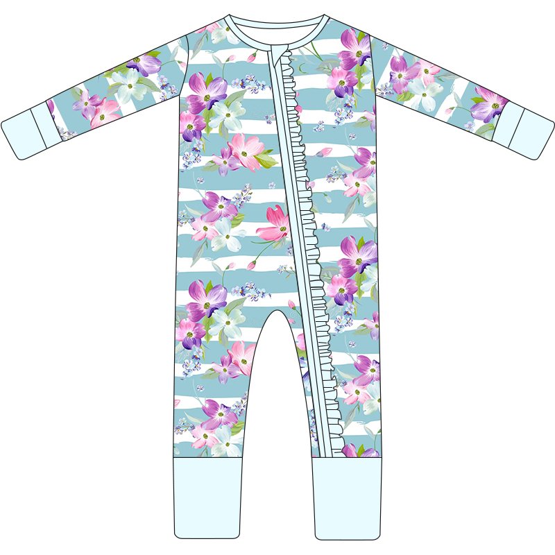 Custom Print Bamboo Fabric Newborn Baby Infant Zipper Clothes Onesie Rompers Bamboo Viscose Toddler Pajamas Sleeper Clothes