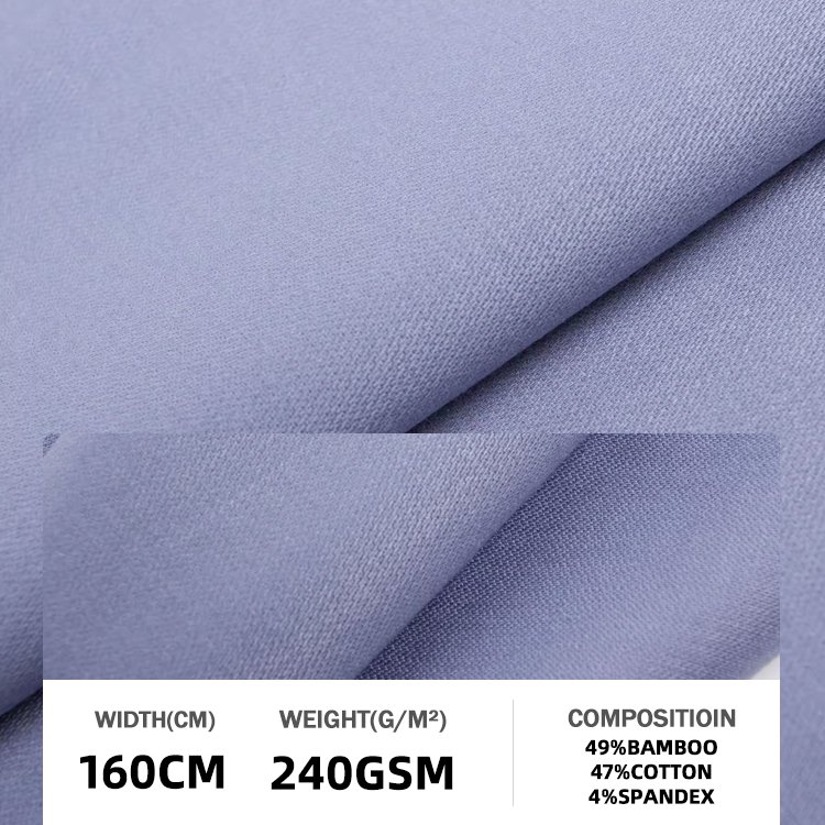 Factory Wholesale Custom 49 bamboo 47 cotton 4 spandex knitted Stretch Shirt Fabric For Baby Underwear