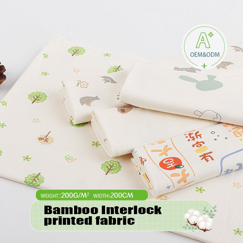 NO MOQ stock and custom digital print 70 cotton 30 bamboo jersey digital printing jersey fabric for baby kids clothing
