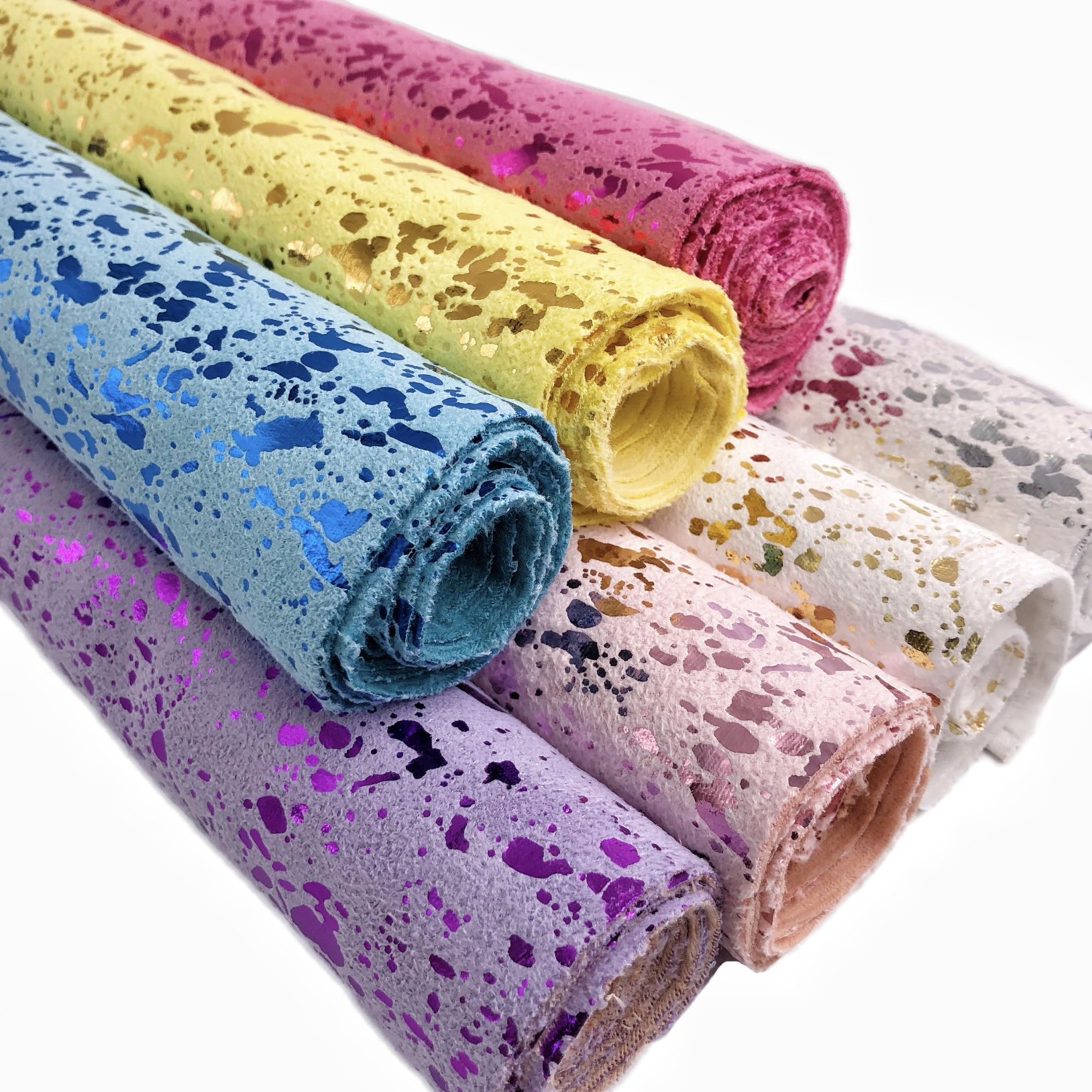 FA-837 Metal irregular spots pattern foil print polyester suede velvet fabric for custom bags shoes