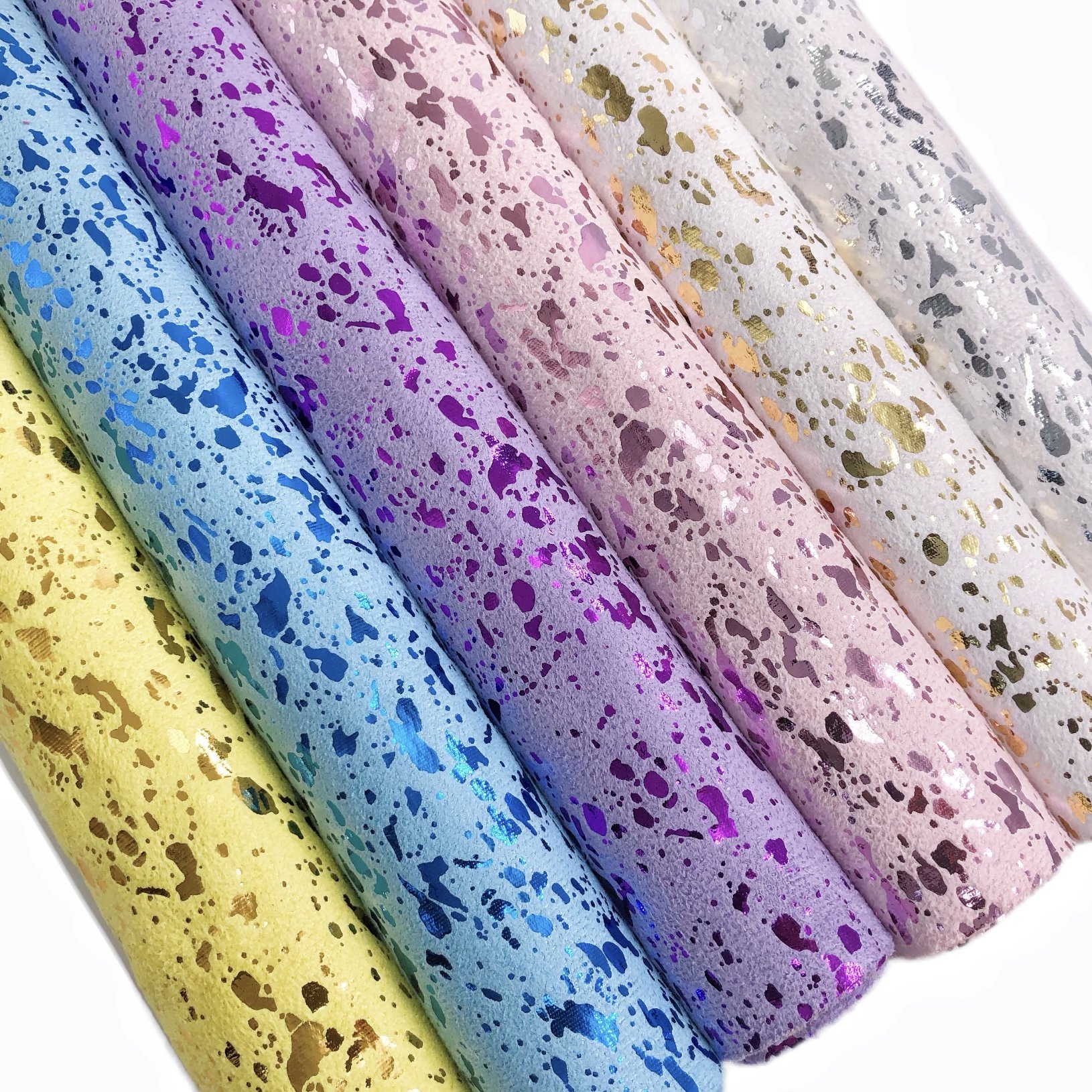 FA-837 Metal irregular spots pattern foil print polyester suede velvet fabric for custom bags shoes