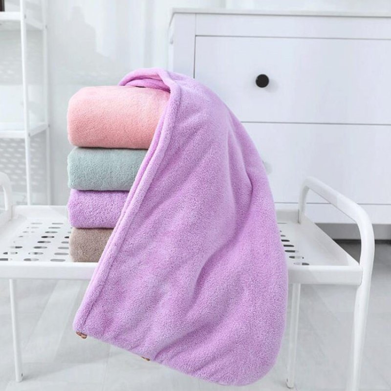 Custom Logo Coral Fleece High Quality Quick Hair Drying Hat Super Absorbent Microfiber Hair Towels