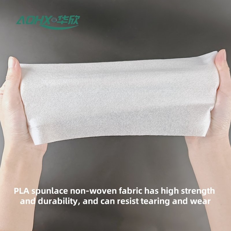 Weakly acidic, breathable, highly absorbent, biodegradable 100% PLA spunlace non-woven fabric