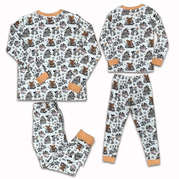 New Arrival Custom Print Christmas Pyjamas Family Sleepwear Bamboo Modal Matching Halloween Pajamas Sets For Family
