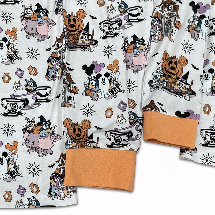New Arrival Custom Print Christmas Pyjamas Family Sleepwear Bamboo Modal Matching Halloween Pajamas Sets For Family