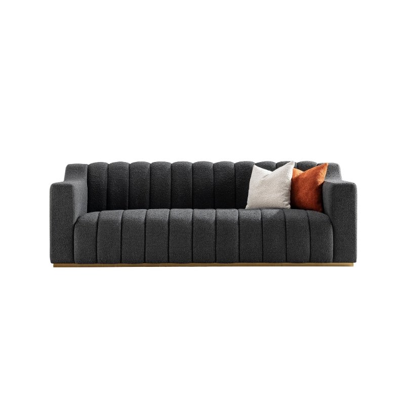 Luxury Hotel Home Furniture Sitting Room Combination Three Seat Stainless Leg Cotton Linen Fabric Sofa