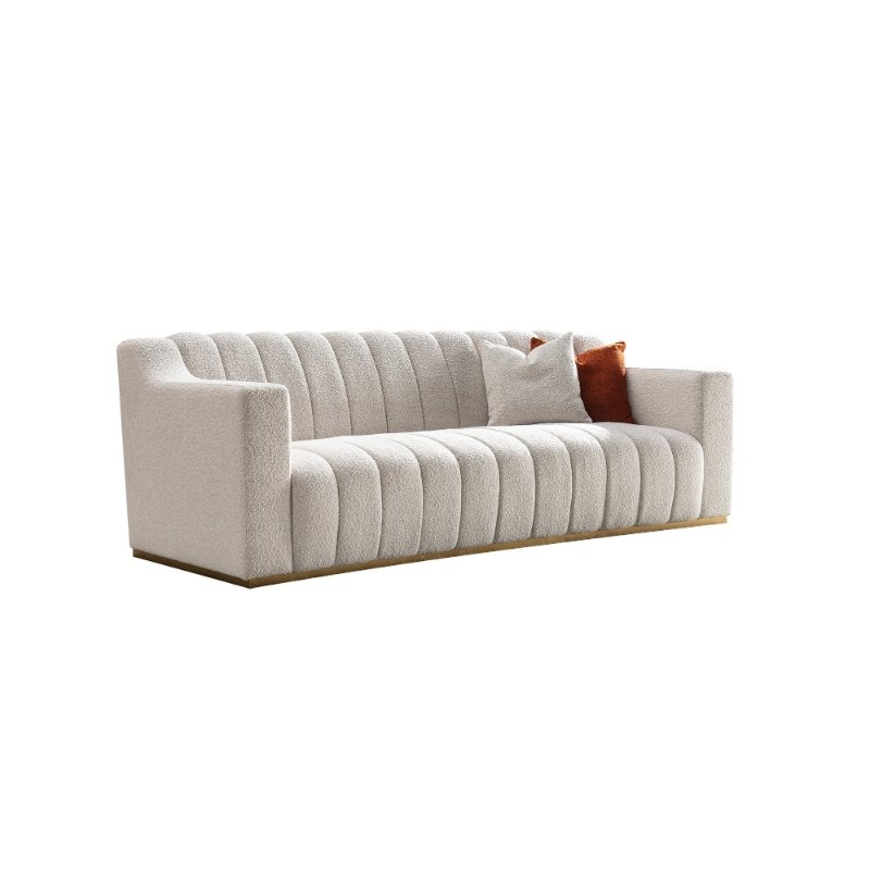 Luxury Hotel Home Furniture Sitting Room Combination Three Seat Stainless Leg Cotton Linen Fabric Sofa