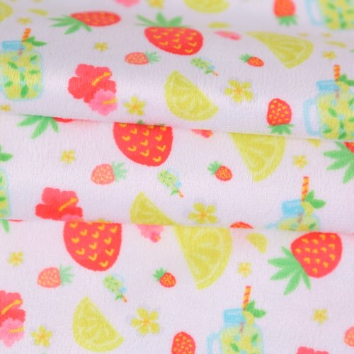 Wholesale no moq soft baby cute strawberry digital print 100% polyester material minky plush plain fabric for baby blanket