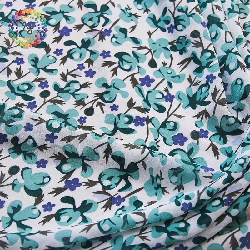 In Stock Polyester Multi-colored Floral Print Chiffon Fabric