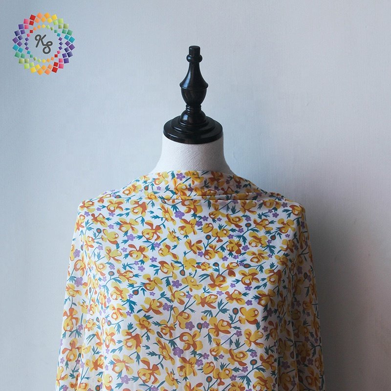 In Stock Polyester Multi-colored Floral Print Chiffon Fabric
