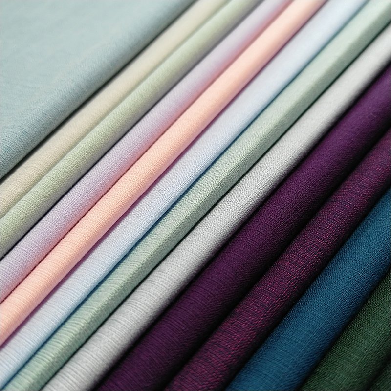 Multicolor organic bamboo fiber Polyester spandex plain silk shirt Fabric