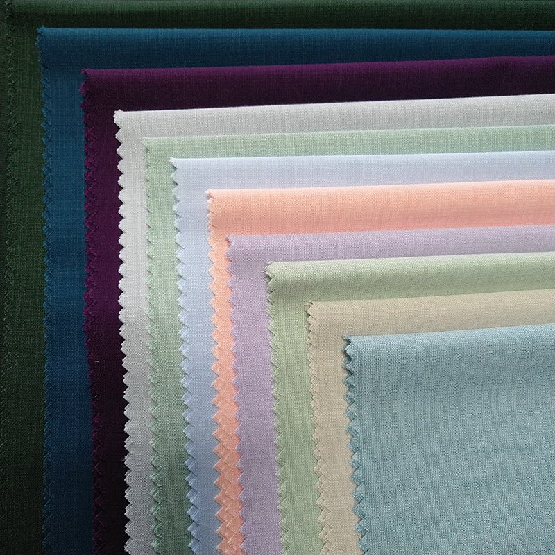 Multicolor organic bamboo fiber Polyester spandex plain silk shirt Fabric