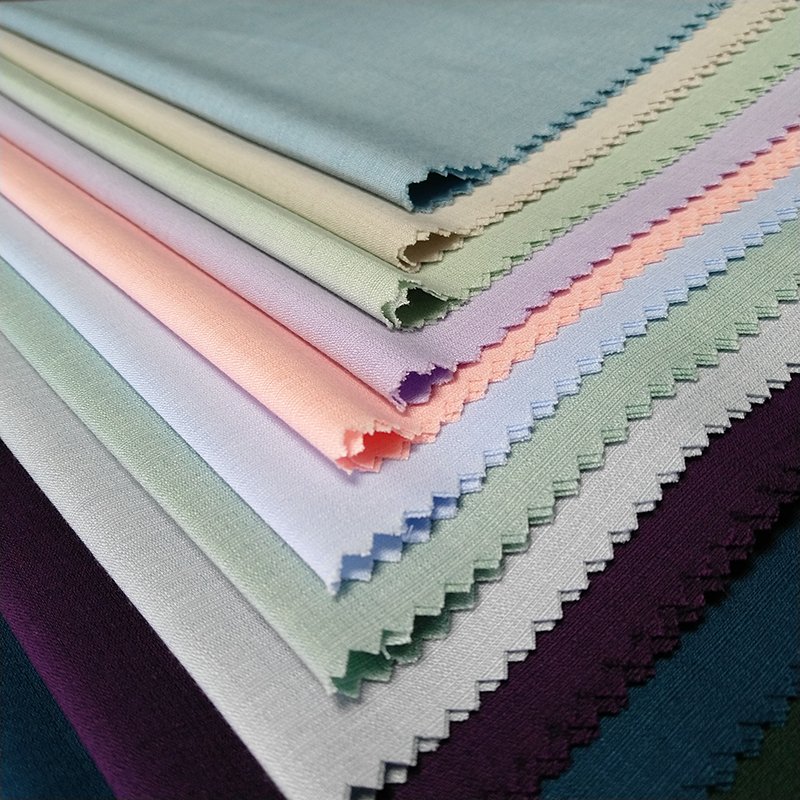 Multicolor organic bamboo fiber Polyester spandex plain silk shirt Fabric