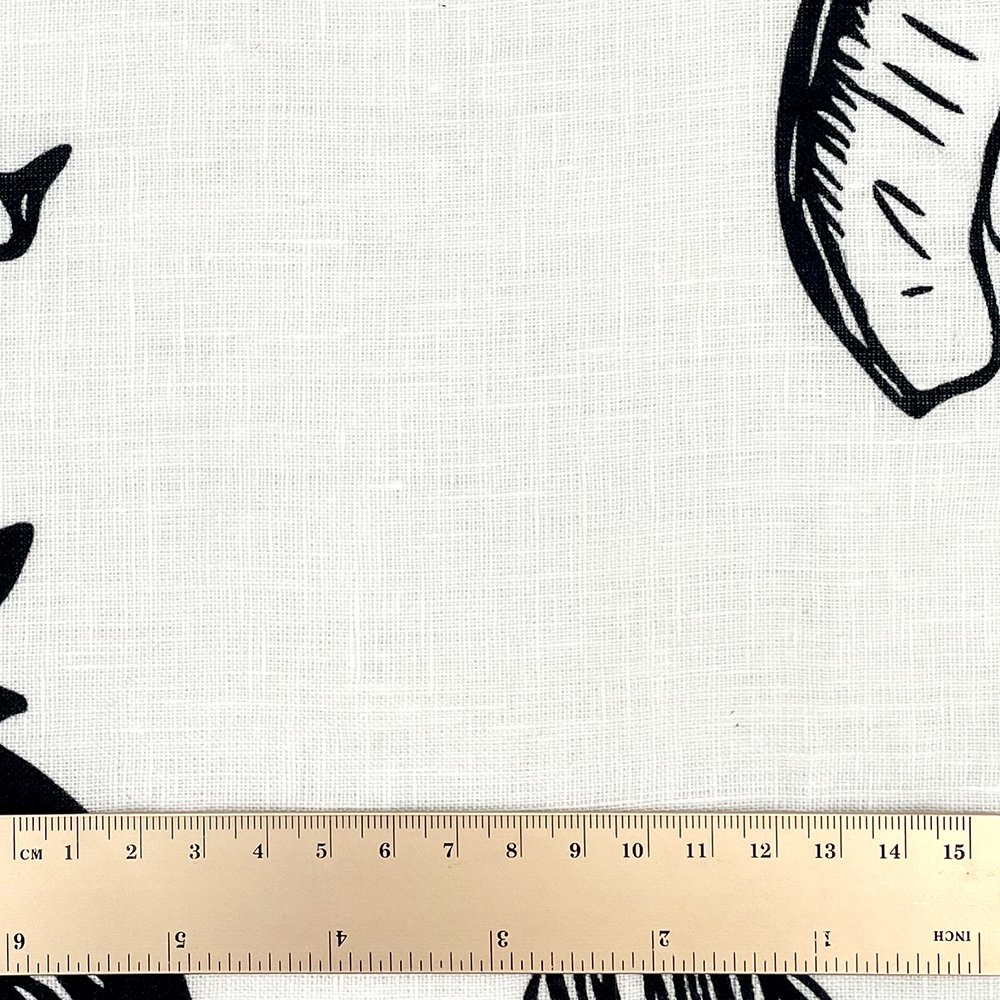 Factory sale custom logo fashionable black white pattern 100% linen digital printed fabric for kids dress