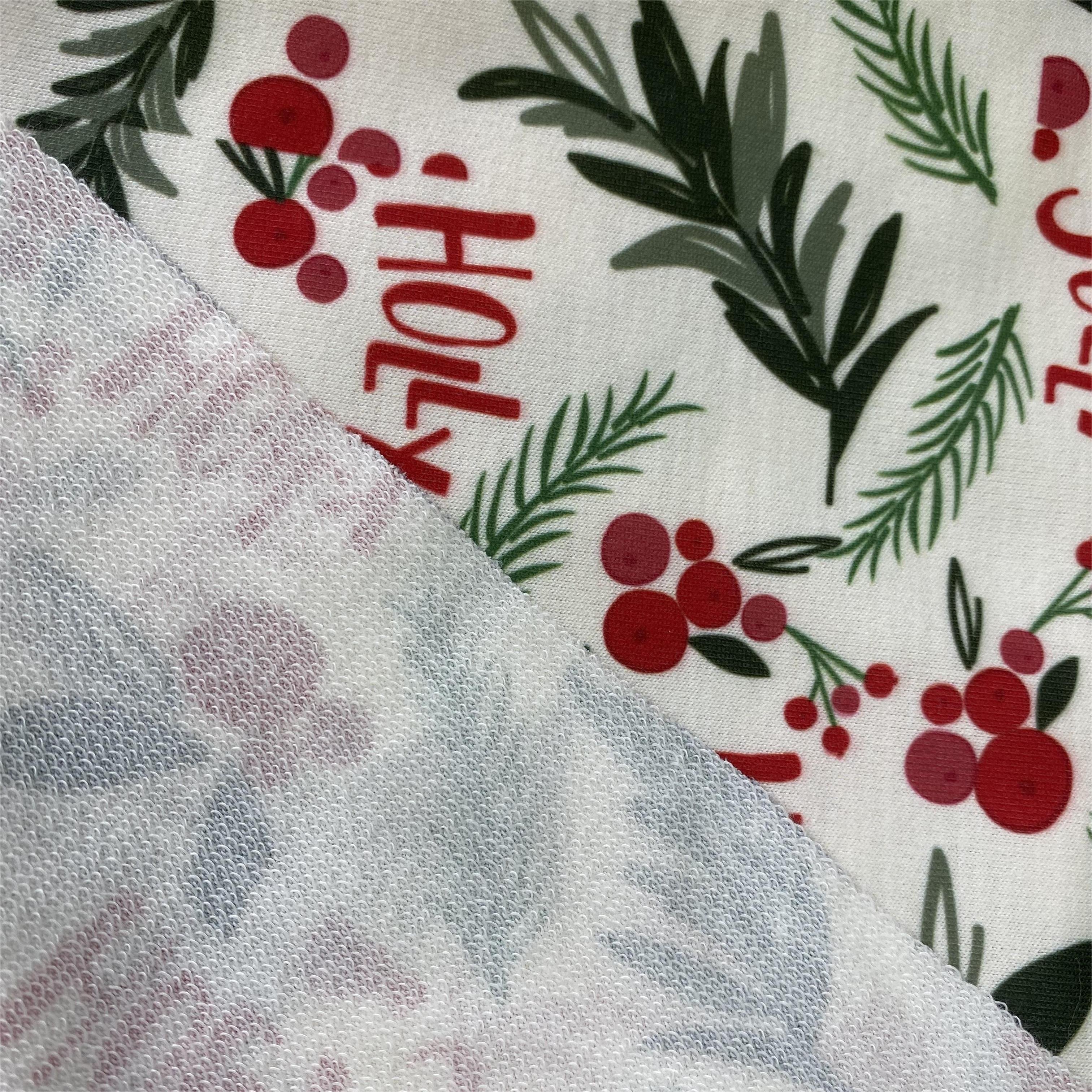 Custom printed design organic soft cloth knit stretchy polyester french terry fabric for children garment
