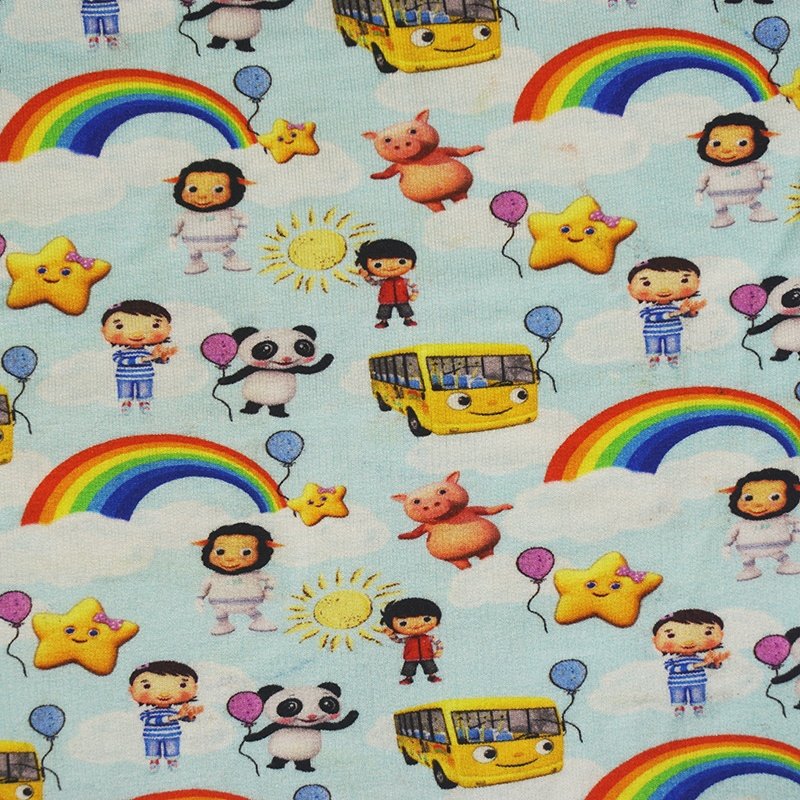 Custom printed design organic soft cloth knit stretchy polyester french terry fabric for children garment