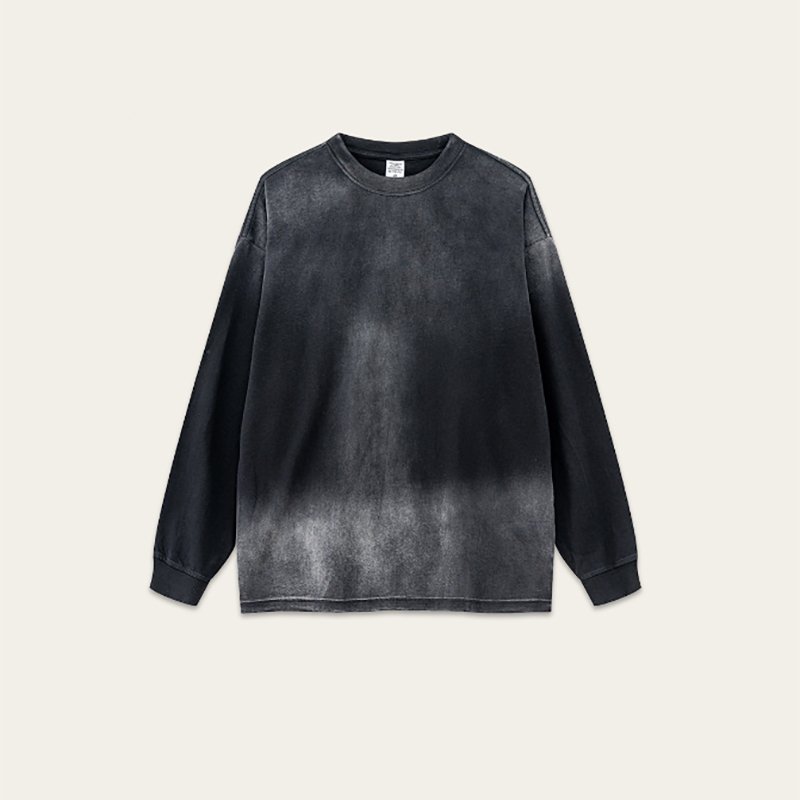 Unisex Acid Wash Crew Neck Oversized Vintage Blank Plain Thick Fabric Knitted Pullover Men's Washed Hoodies&Sweatshirts