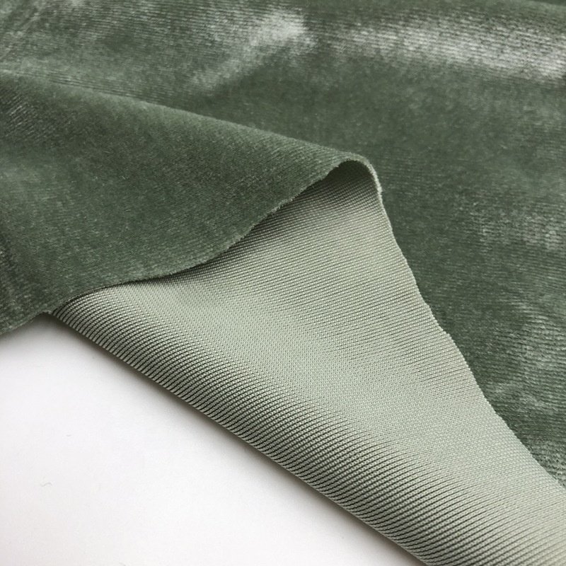 Wholesale 240gsm Soft Knitted Velvet Fabric KS Polyester Spandex Stretch Korean Velvet Dress Fabric for Clothing Garment