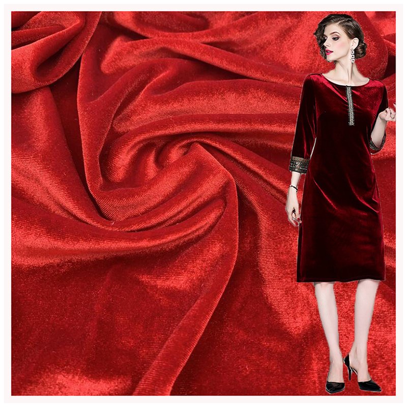 Wholesale 240gsm Soft Knitted Velvet Fabric KS Polyester Spandex Stretch Korean Velvet Dress Fabric for Clothing Garment