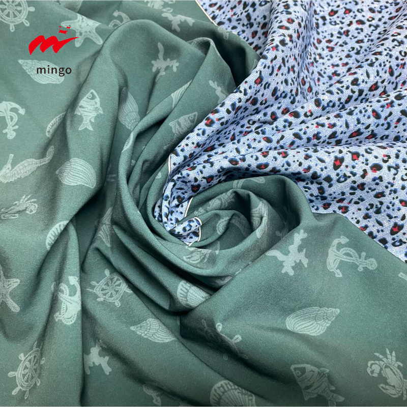 Custom polyester printed fabric,stretchy maple leaf flower liberty hawaiian digital printed fabric for apron clothing.