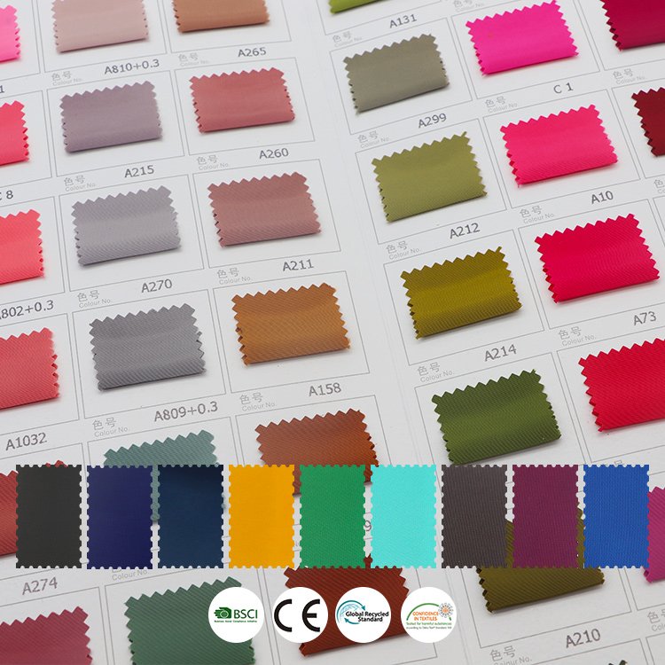 High quality Recycled 100% polyester lining fabric soft downproof woven microfiber taffeta fabric for blazer and coat