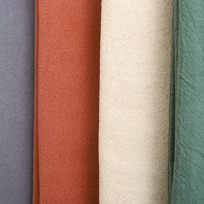 Shaoxing Jingxu Linen Cotton Blend Viscose Woven Dress Fabric Soft Plain Slub Style for Girls' Garments Curtains and Sofas